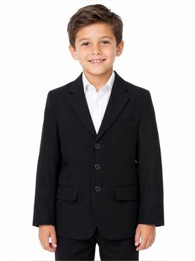 BARRAGE Boys Black 3 Button Formal Blazer Sport Coat Size 8